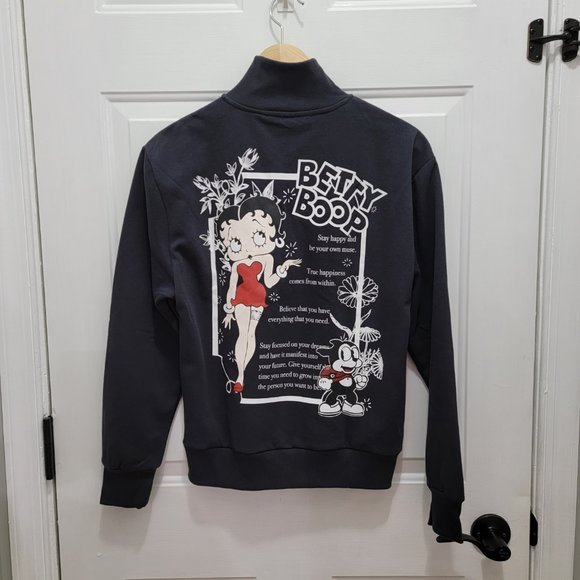 NEW Betty Boop Women’s Quarter Zip Pullover Sweater - Picture 2 of 13